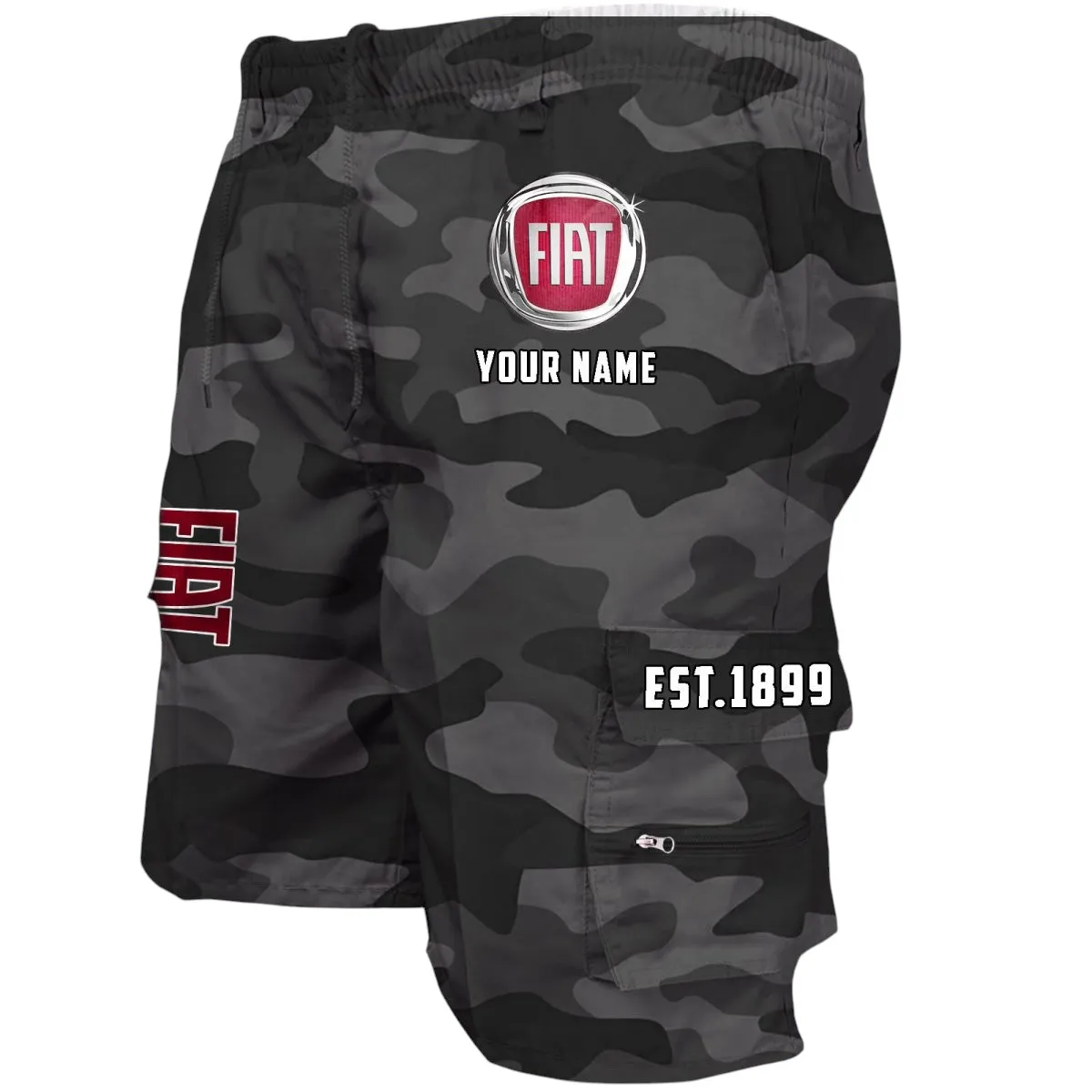CityMotion Vehicles Workwear Casual Shorts, Streetwear Garage Pocket Shorts CAR455 - Grey Camouflage