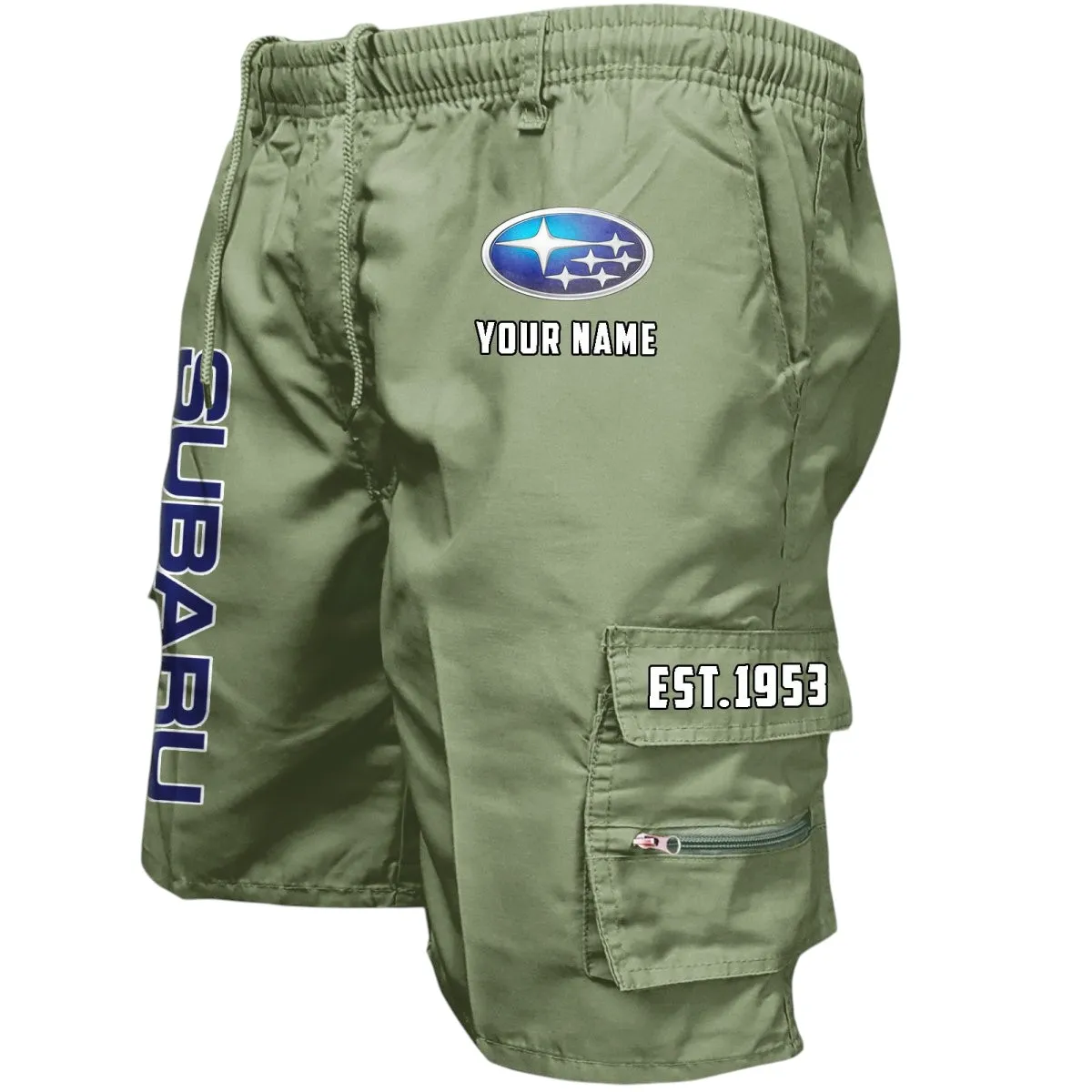 Boxer Engine Car Workwear Casual Shorts, Automotive Lifestyle Utility Shorts CAR455 - Military Green