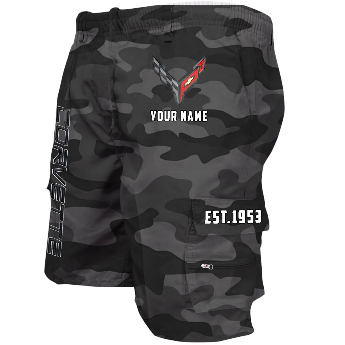 US Performance Car Workwear Casual Shorts, Automotive Lifestyle Utility Shorts CAR455 - Grey Camouflage