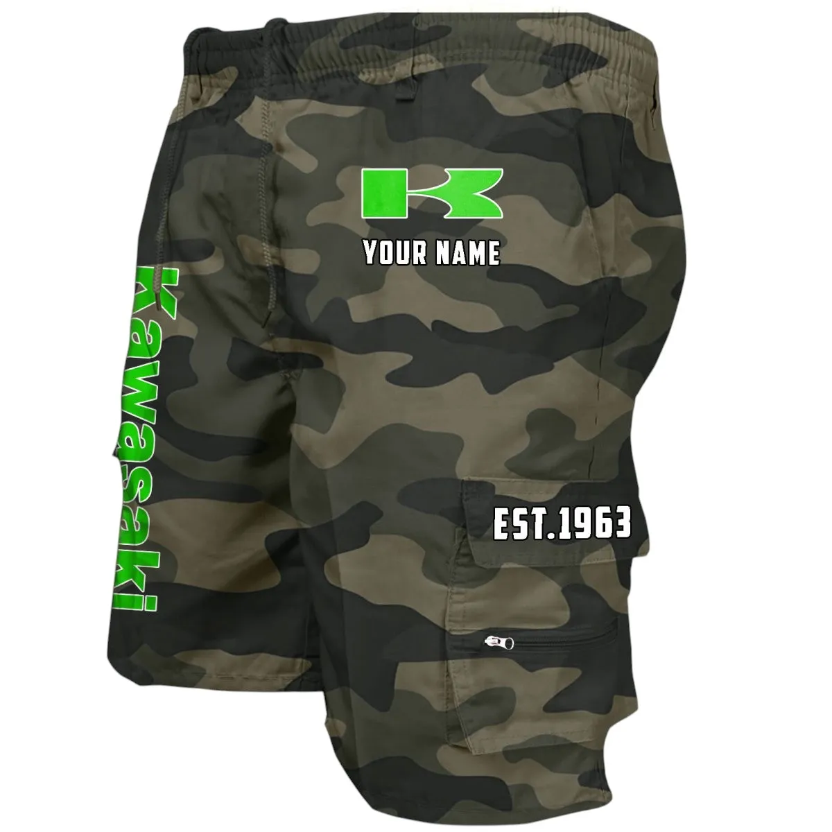 Agile Street Bike Workwear Casual Shorts, Road-Ready Shorts for Gearheads CAR455 - Green Camouflage