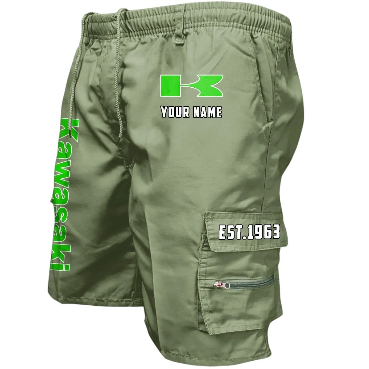 Ninja Bike Workwear Casual Shorts, Road-Ready Shorts for Gearheads CAR455 - Military Green