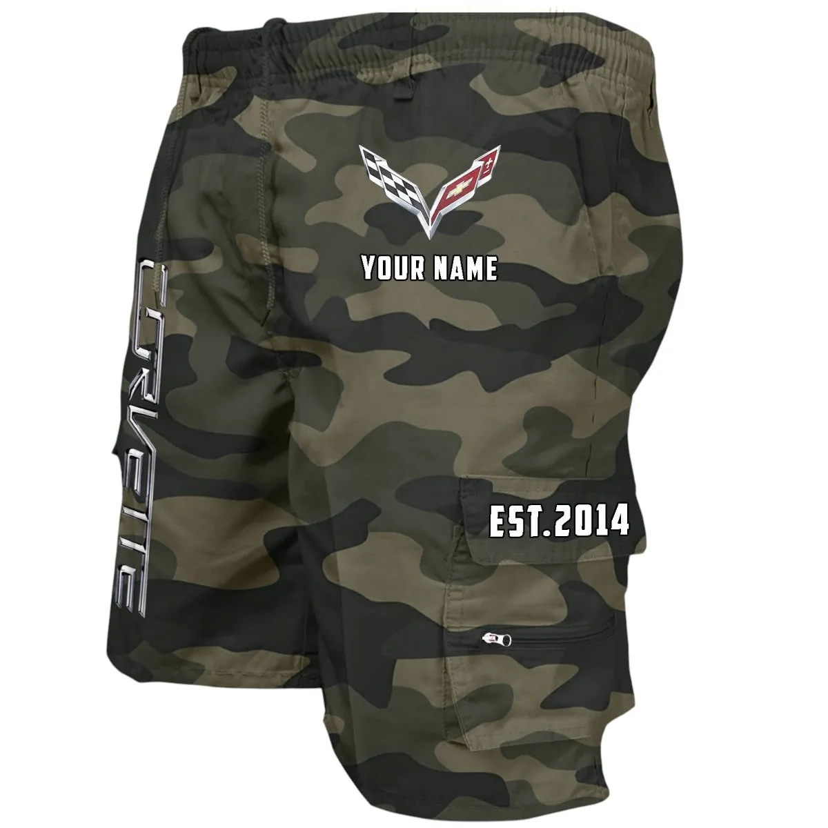 Sports Car Workwear Casual Shorts, Rugged Men's Utility Shorts CAR455 - Green Camouflage