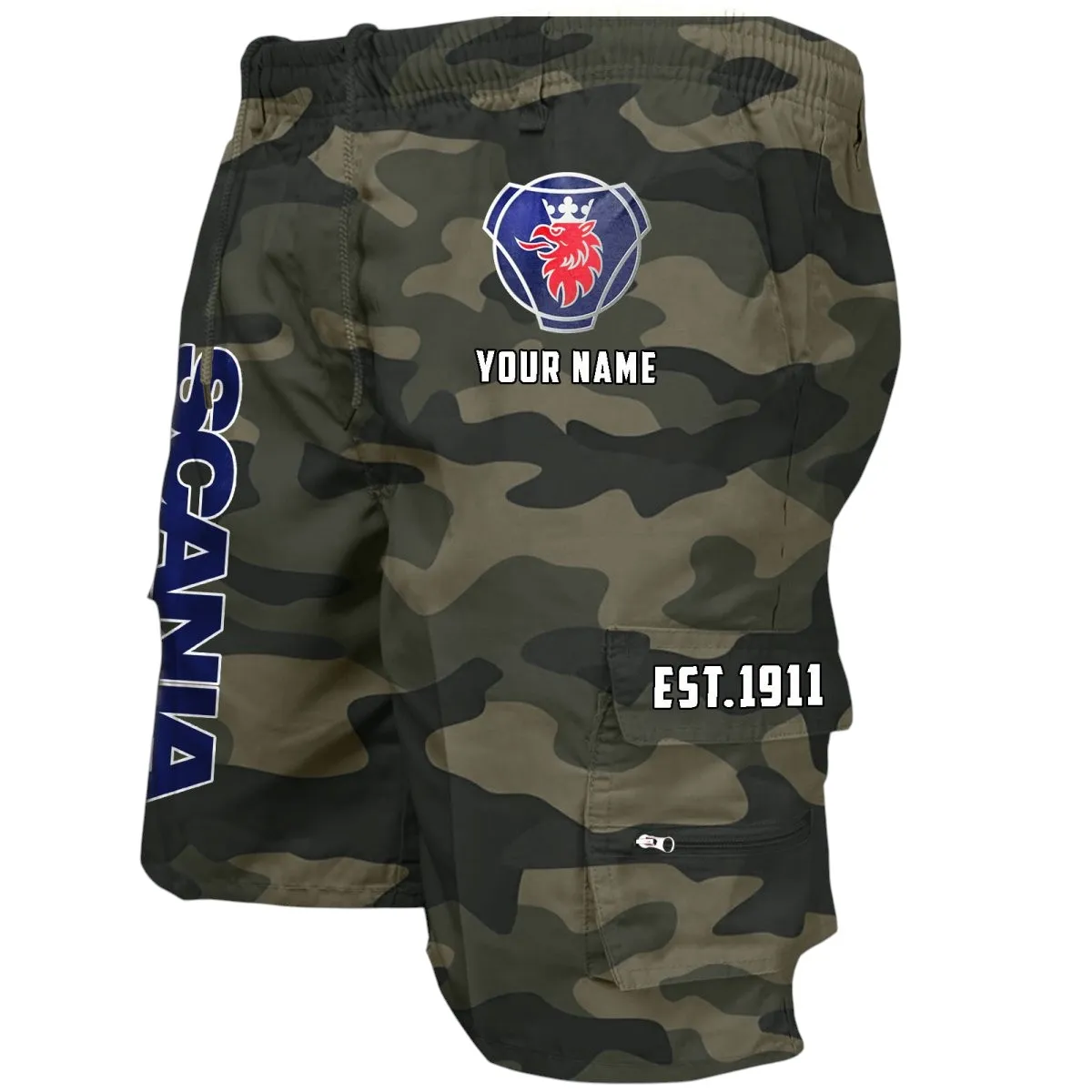Freight Truck Workwear Casual Shorts, Rider Lifestyle Pocket Shorts CAR455 - Green Camouflage