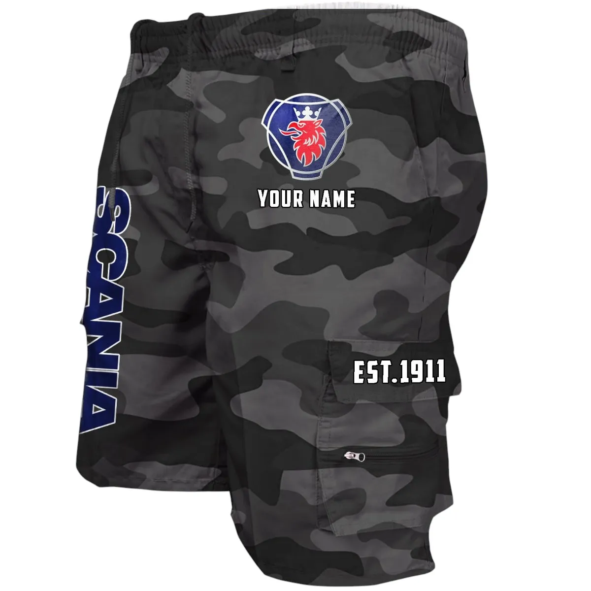 Industrial Vehicle Workwear Casual Shorts, Rider Lifestyle Pocket Shorts CAR455 - Grey Camouflage