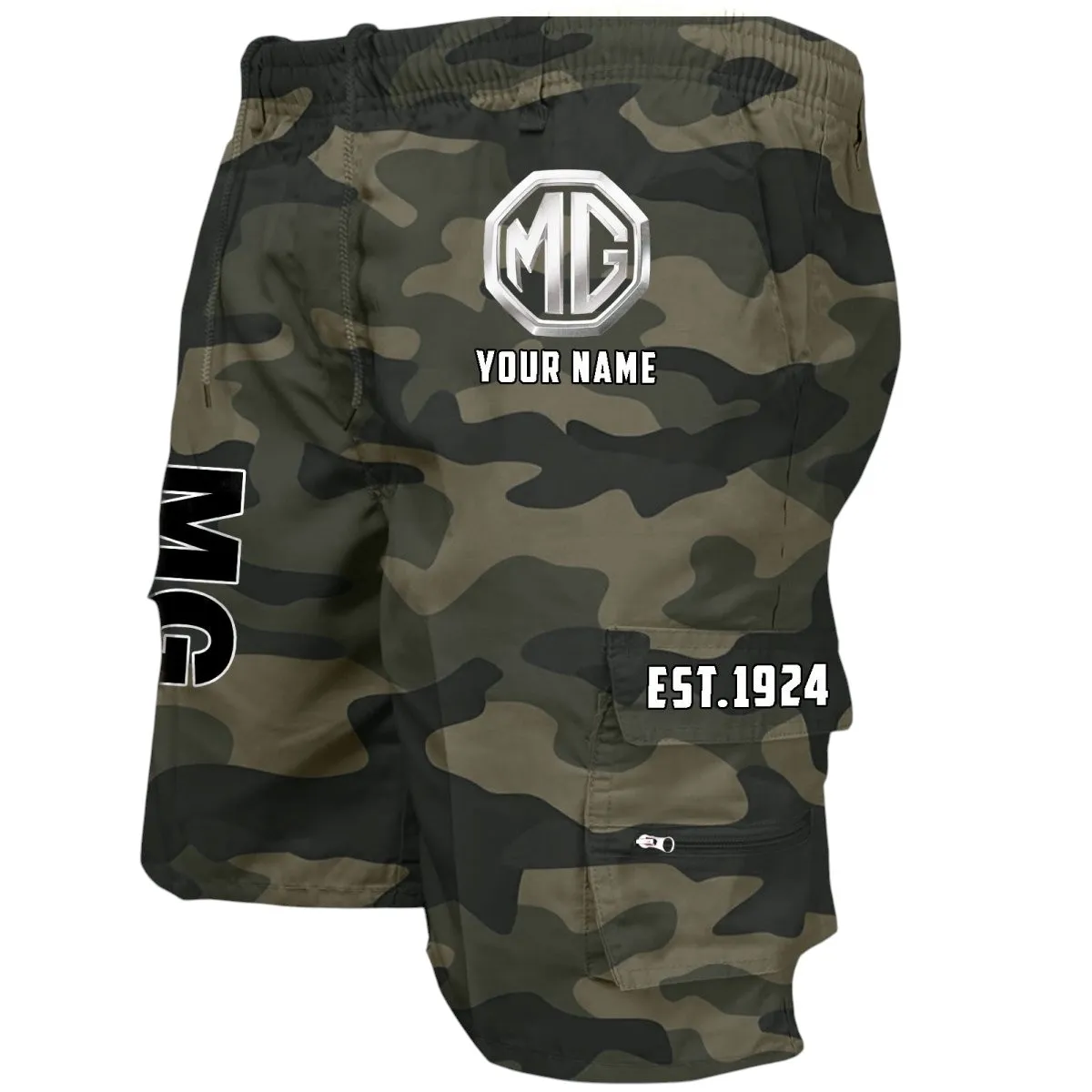 Retro Coupe Workwear Casual Shorts, Road-Ready Shorts for Gearheads CAR455 - Green Camouflage