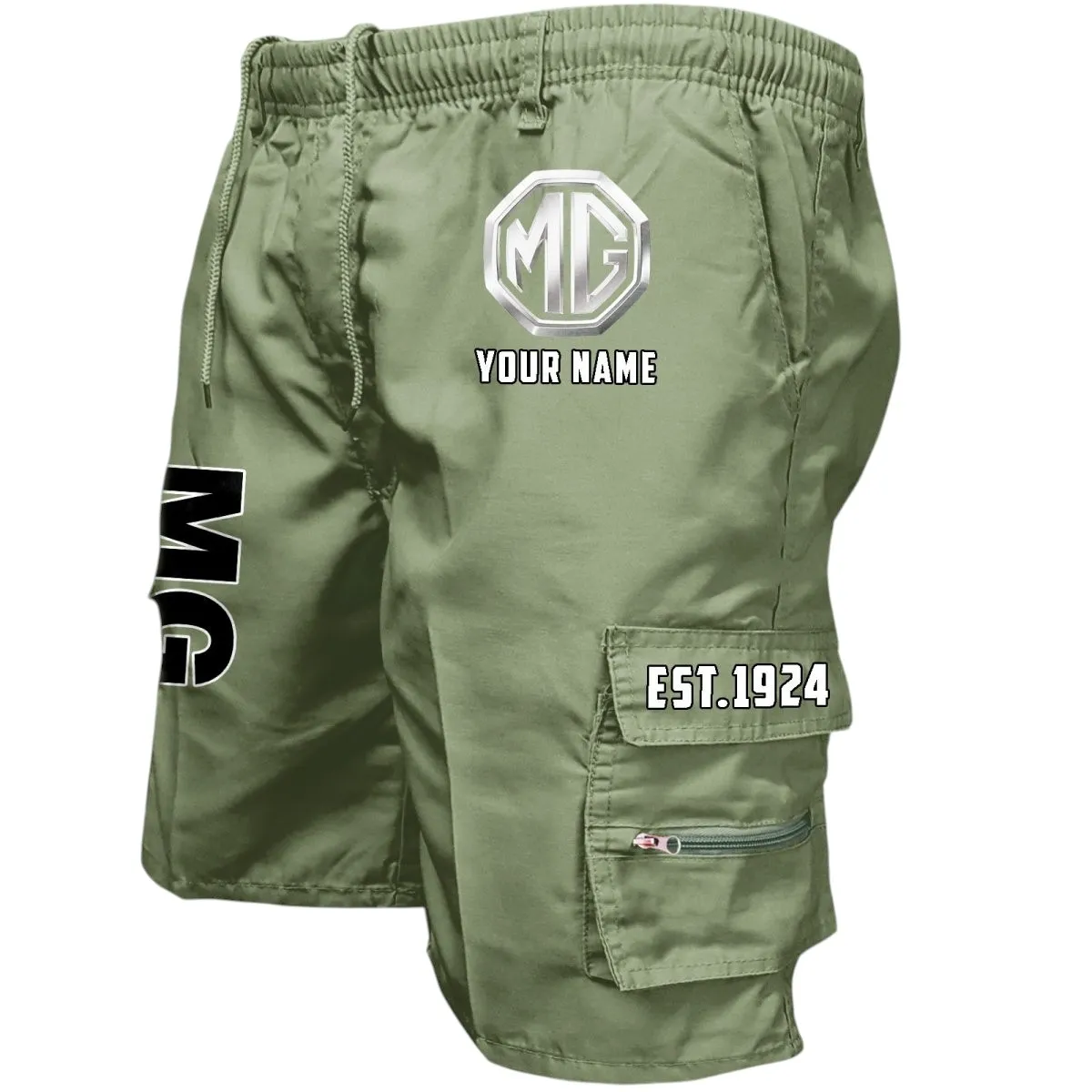 Collector’s Auto Workwear Casual Shorts, Gearhead Lifestyle Utility Shorts CAR455 - Military Green