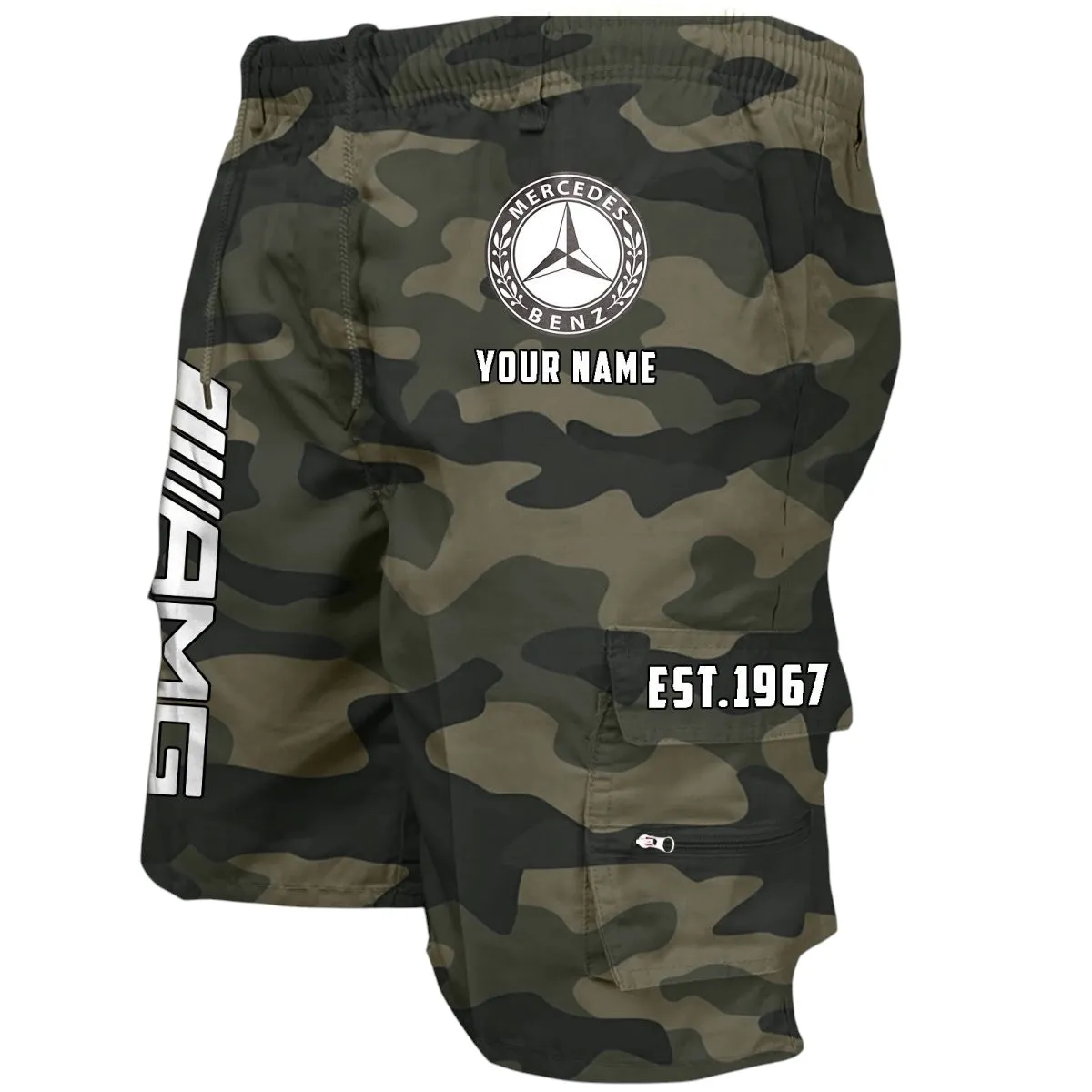 Prestige Sports Coupe Workwear Casual Shorts, Everyday Garage Life Shorts CAR455 - Green Camouflage