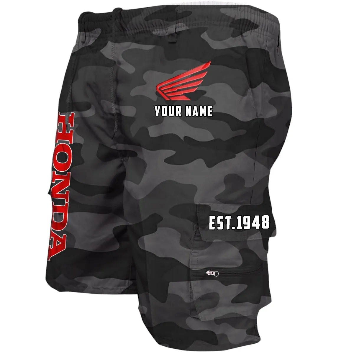 Road Bike Workwear Casual Shorts, Car Enthusiast Pocket Shorts CAR455 - Grey Camouflage