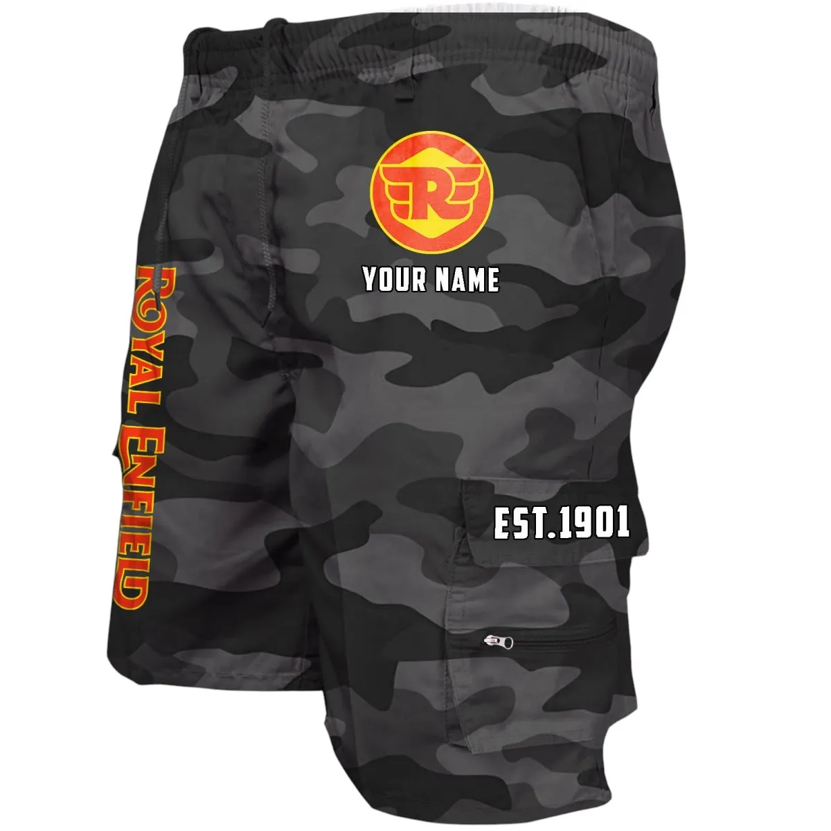 Classic Cruiser Workwear Casual Shorts, Road Warrior Pocket Shorts CAR455 - Grey Camouflage