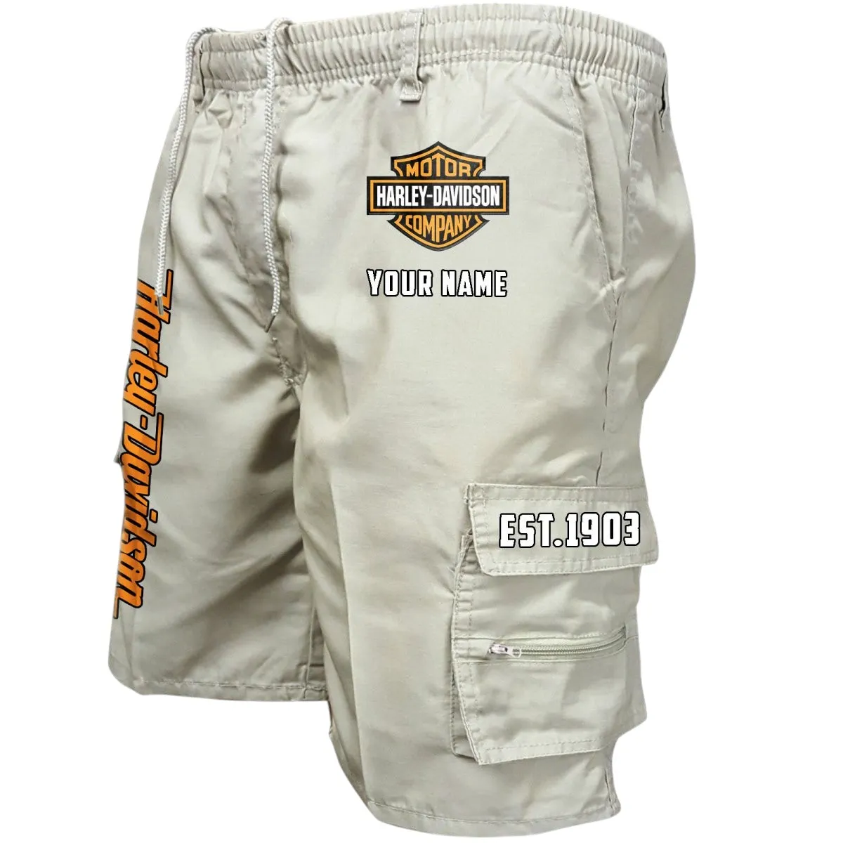 Biker Icon Workwear Casual Shorts, Garage-Ready Men's Shorts CAR455 - Off-White