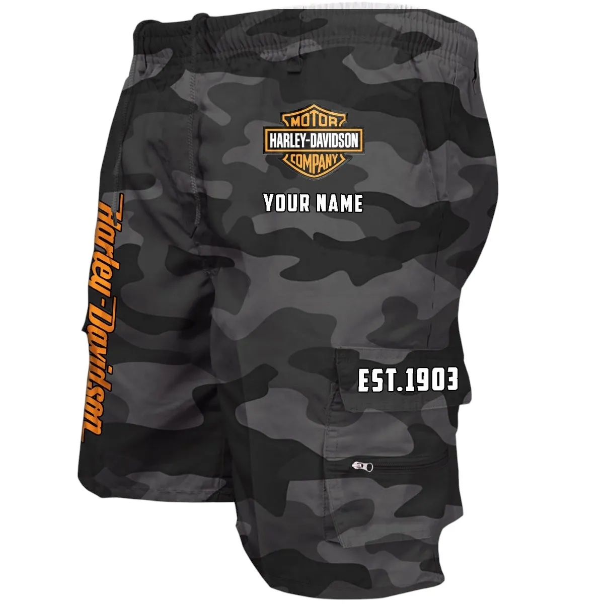 Chopper Style Workwear Casual Shorts, Built Tough Casual Shorts CAR455 - Grey Camouflage