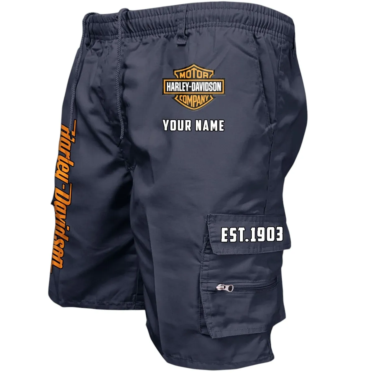 Biker Icon Workwear Casual Shorts, Everyday Garage Life Shorts CAR455 - Navy