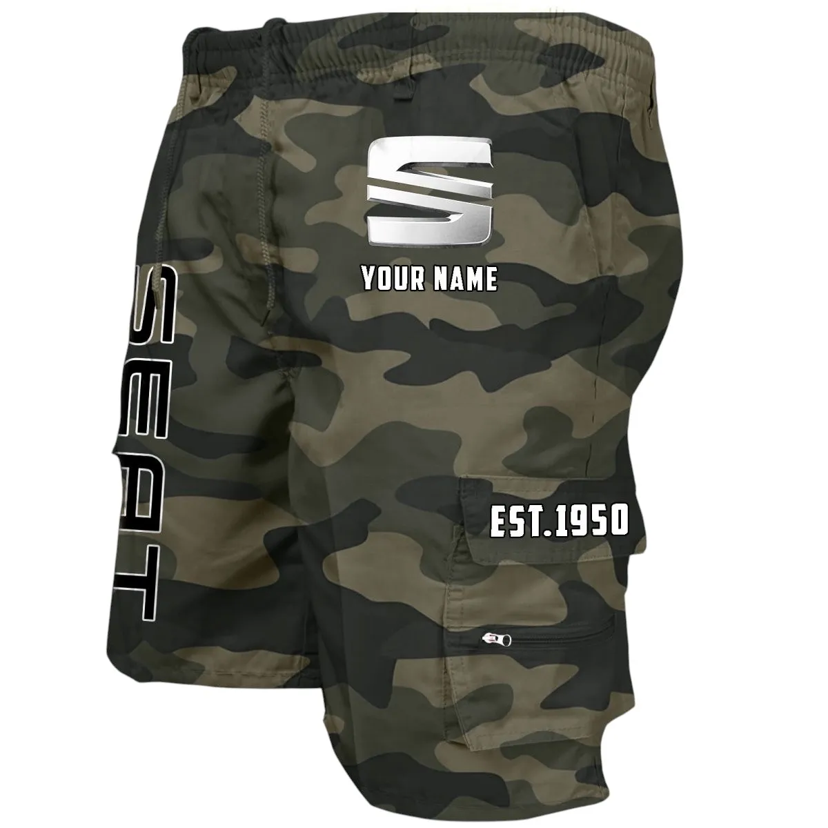 Sporty Hatch Workwear Casual Shorts, Built Tough Casual Shorts CAR455 - Green Camouflage