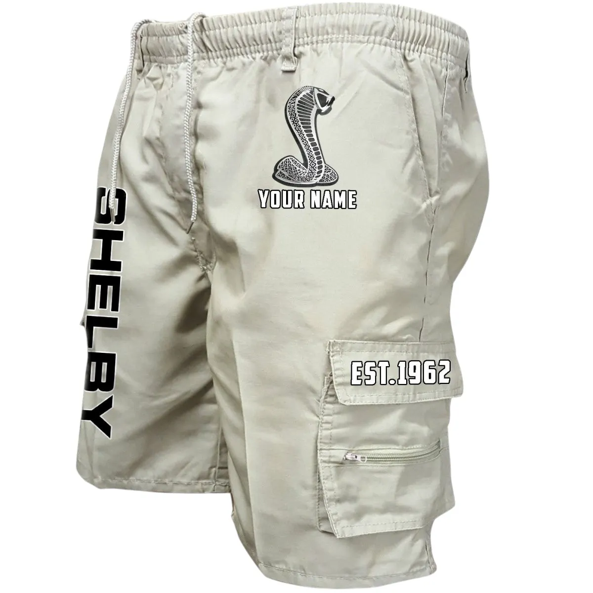 Legendary Sports Coupe Workwear Casual Shorts, Car Enthusiast Pocket Shorts CAR455 - Off-White