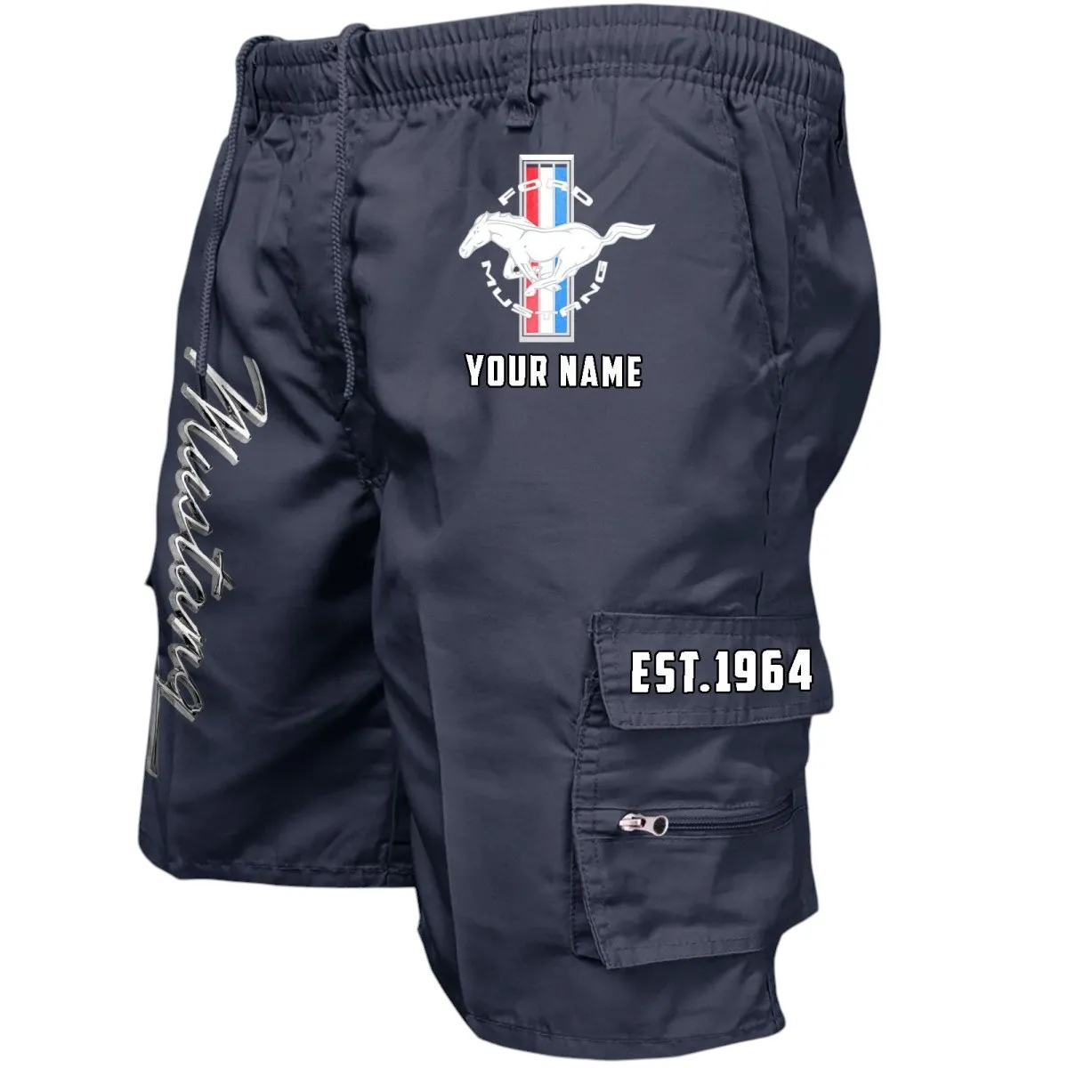 Muscle Car Workwear Casual Shorts, Automotive Lifestyle Utility Shorts CAR455 - Navy