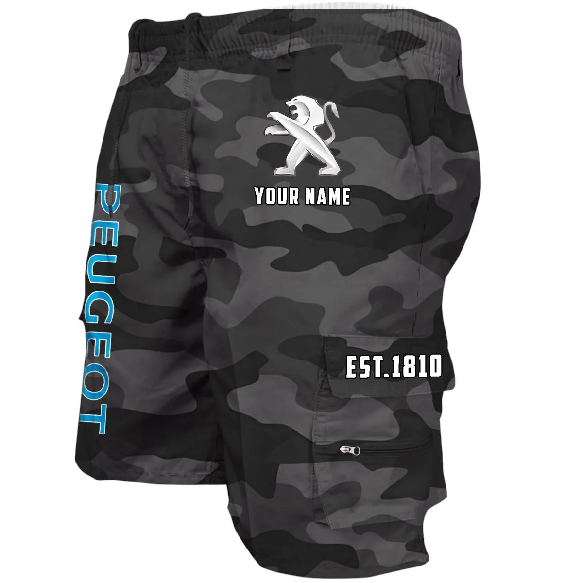 European Sedan Workwear Casual Shorts, Car Enthusiast Pocket Shorts CAR455 - Grey Camouflage