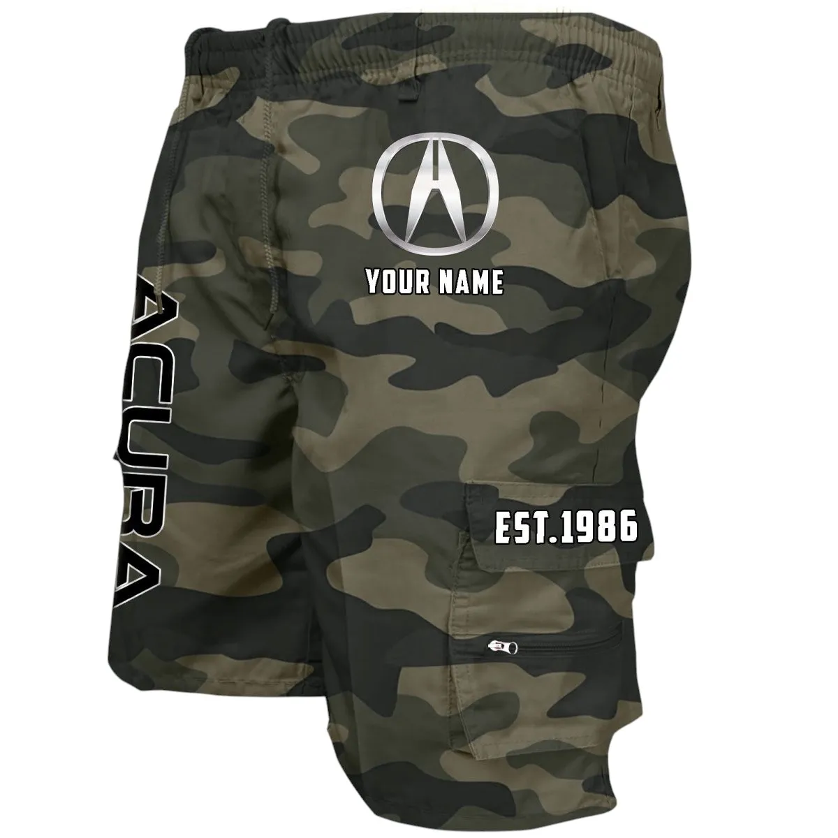 High-End Car Workwear Casual Shorts, Road-Tested Pocket Shorts CAR455 - Green Camouflage
