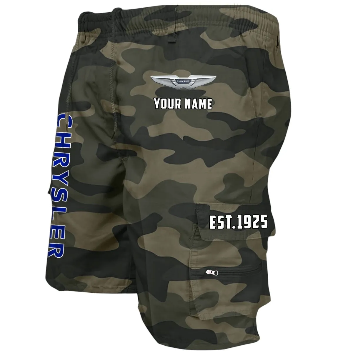 Full-Size Car Workwear Casual Shorts, Everyday Car Culture Shorts CAR455 - Green Camouflage