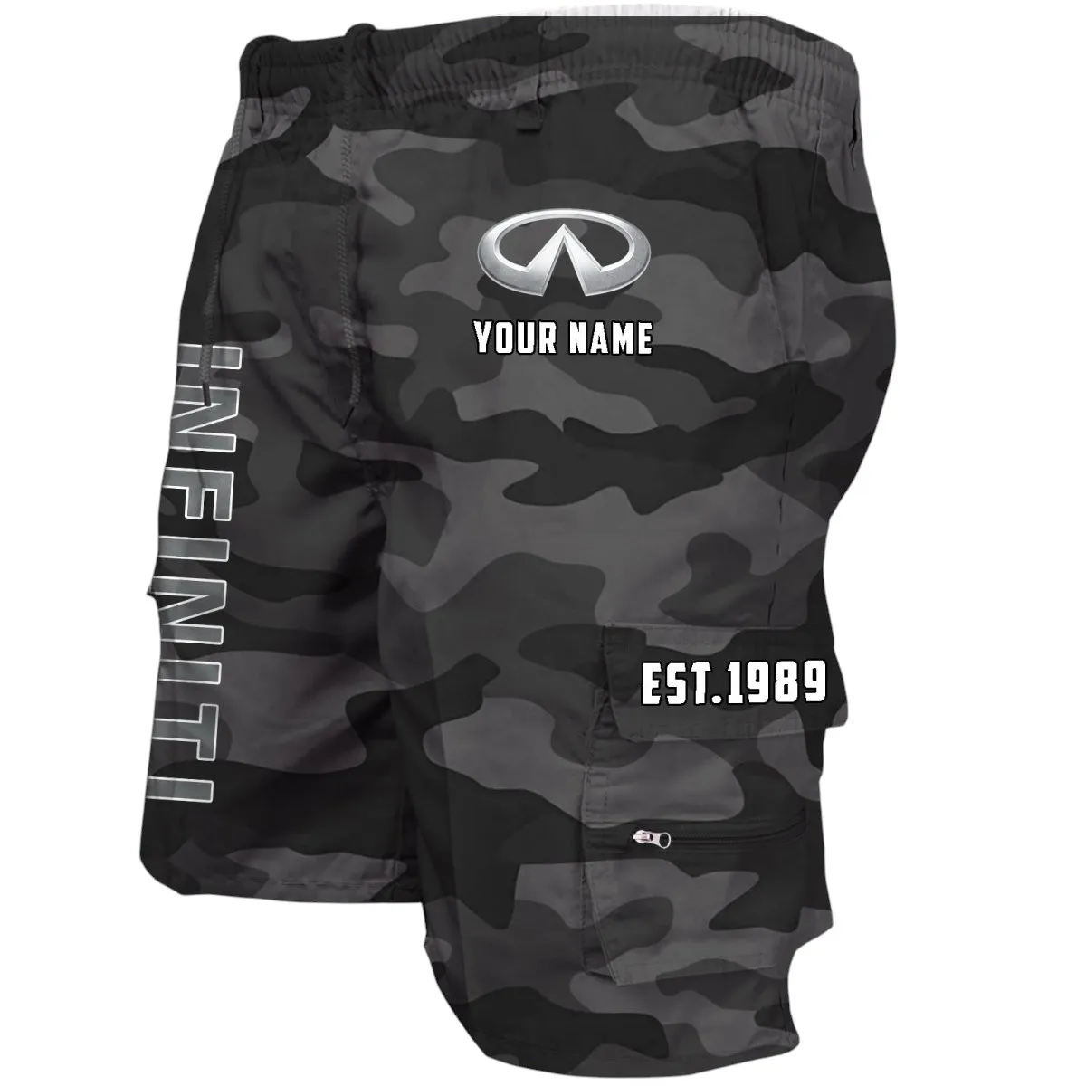 High-End Crossover Workwear Casual Shorts, Gearhead Lifestyle Utility Shorts CAR455 - Grey Camouflage