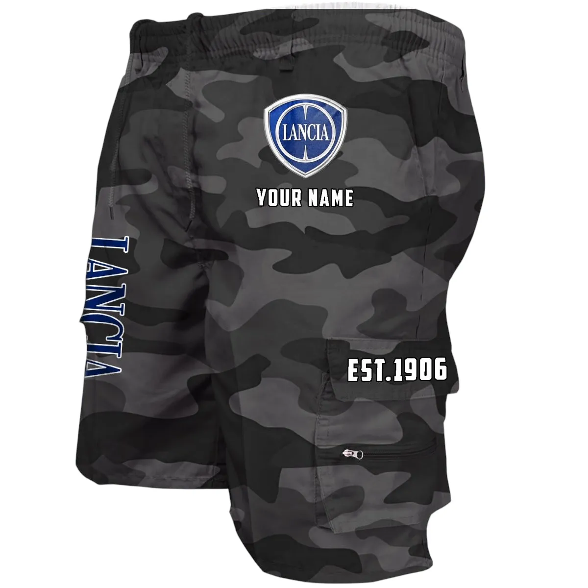 Vintage Legend Workwear Casual Shorts, Automotive Lifestyle Utility Shorts CAR455 - Grey Camouflage
