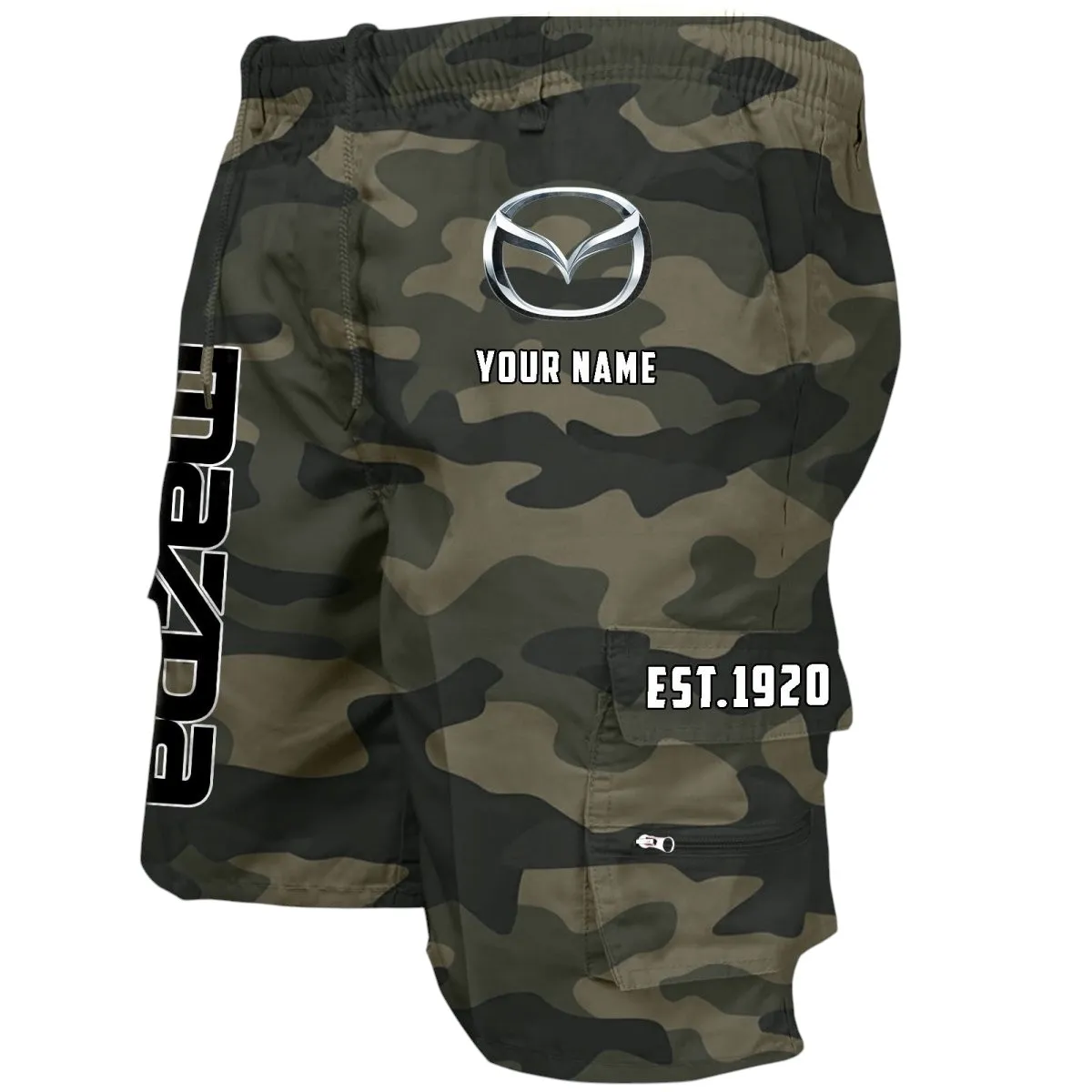 Compact Car Workwear Casual Shorts, Open Road Utility Shorts CAR455 - Green Camouflage