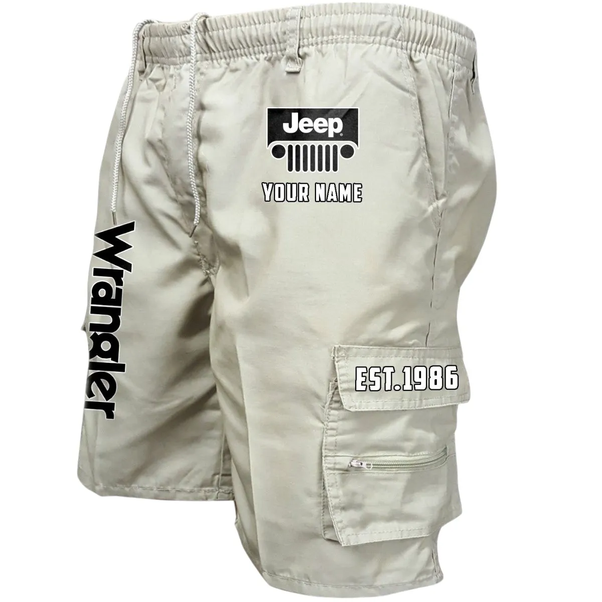 High-Class Speed Automobile Workwear Casual Shorts, Garage-Ready Men's Shorts CAR455 - Off-White