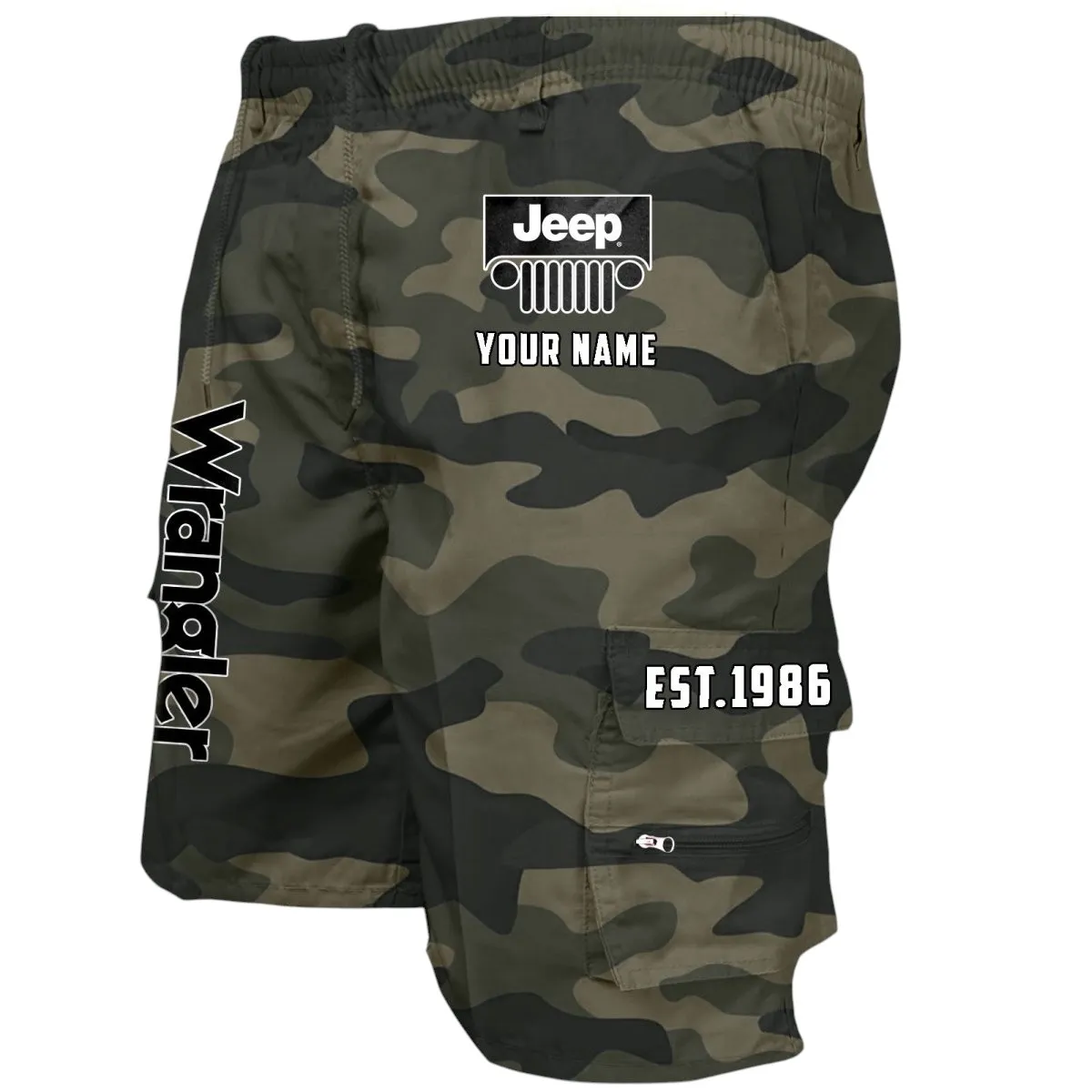Off-Road 4x4 SUV Workwear Casual Shorts, Road-Tested Pocket Shorts CAR455 - Green Camouflage