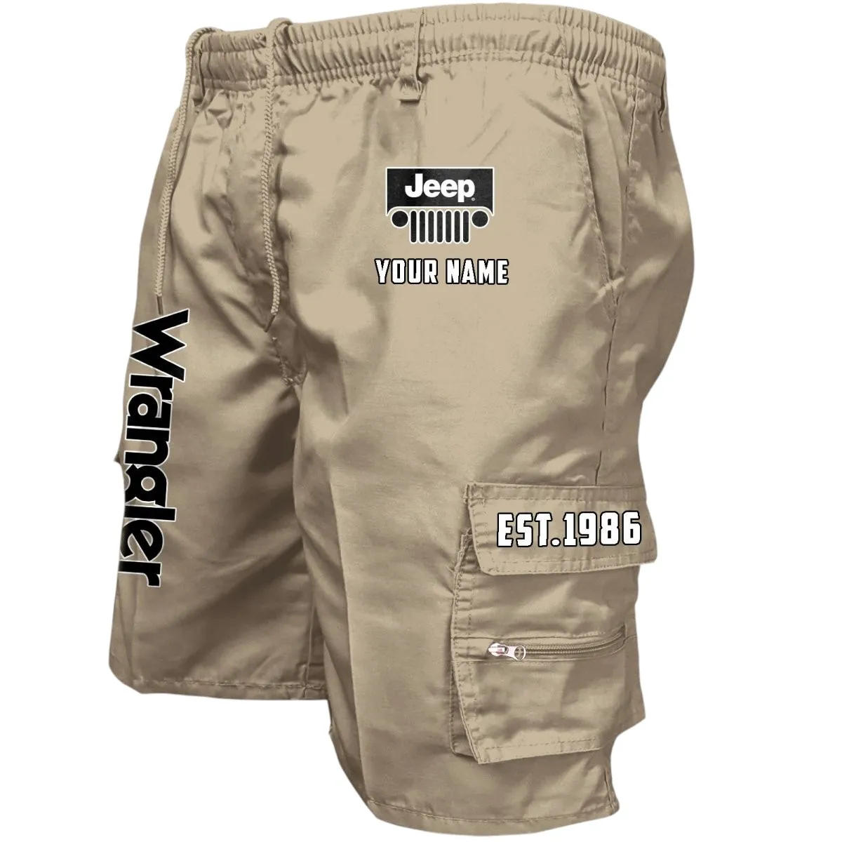 Classic 4WD Auto Workwear Casual Shorts, Rugged Gearhead Workwear Shorts CAR455 - Khaki