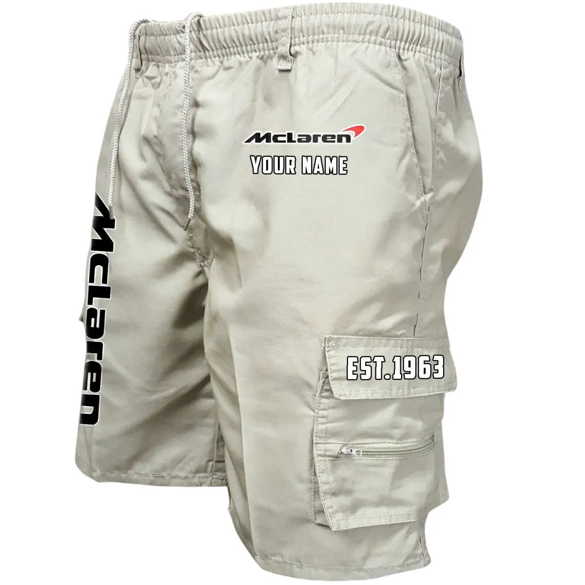 British Supercar Workwear Casual Shorts, Rugged Workwear Pocket Shorts CAR455 - Off-White