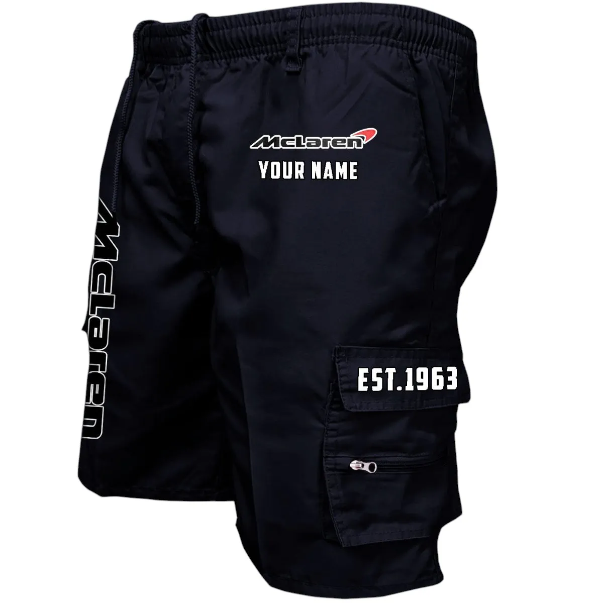Speed Legend Workwear Casual Shorts, Automotive Lifestyle Utility Shorts CAR455 - Black