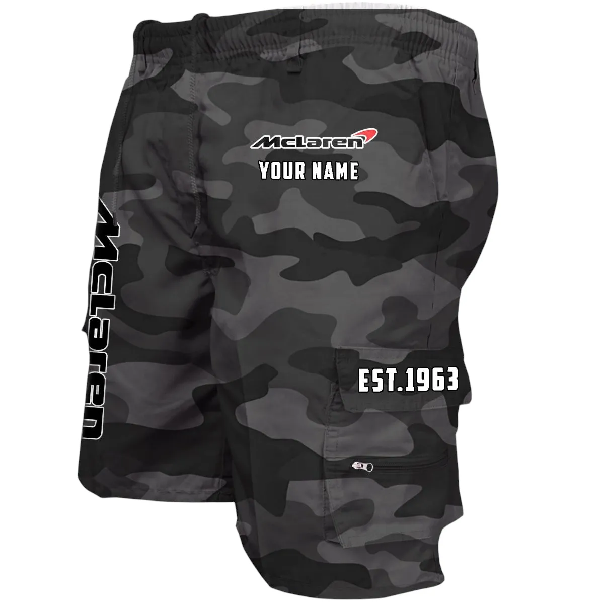 British Supercar Workwear Casual Shorts, Everyday Car Culture Shorts CAR455 - Grey Camouflage