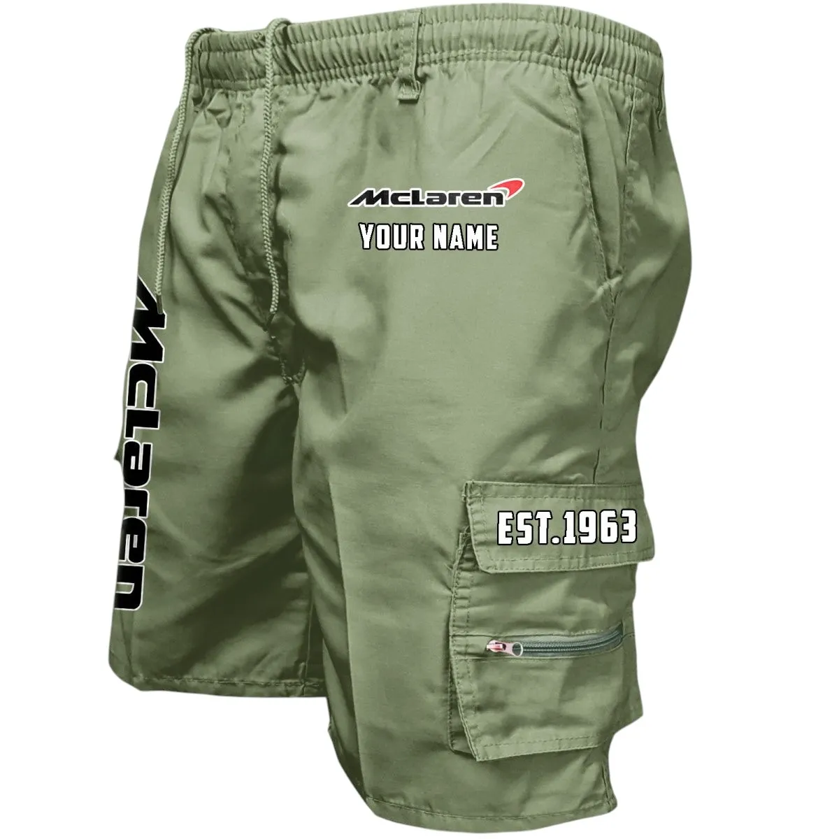 British Supercar Workwear Casual Shorts, Gearhead Lifestyle Utility Shorts CAR455 - Military Green