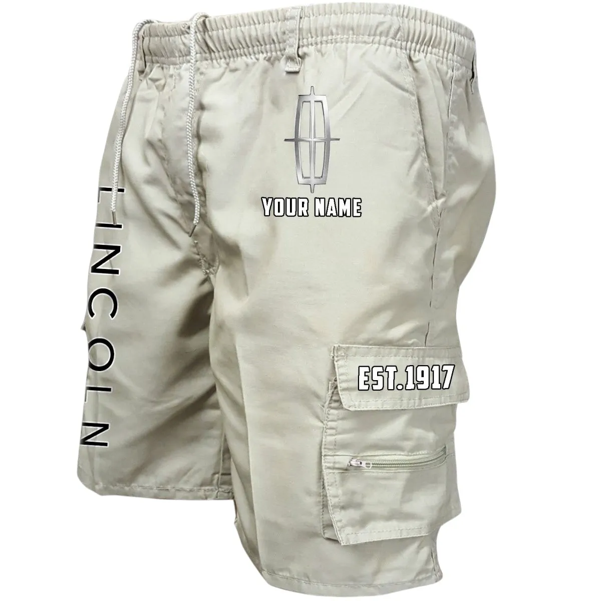 High-End Automobile Workwear Casual Shorts, Streetwear Garage Pocket Shorts CAR455 - Off-White