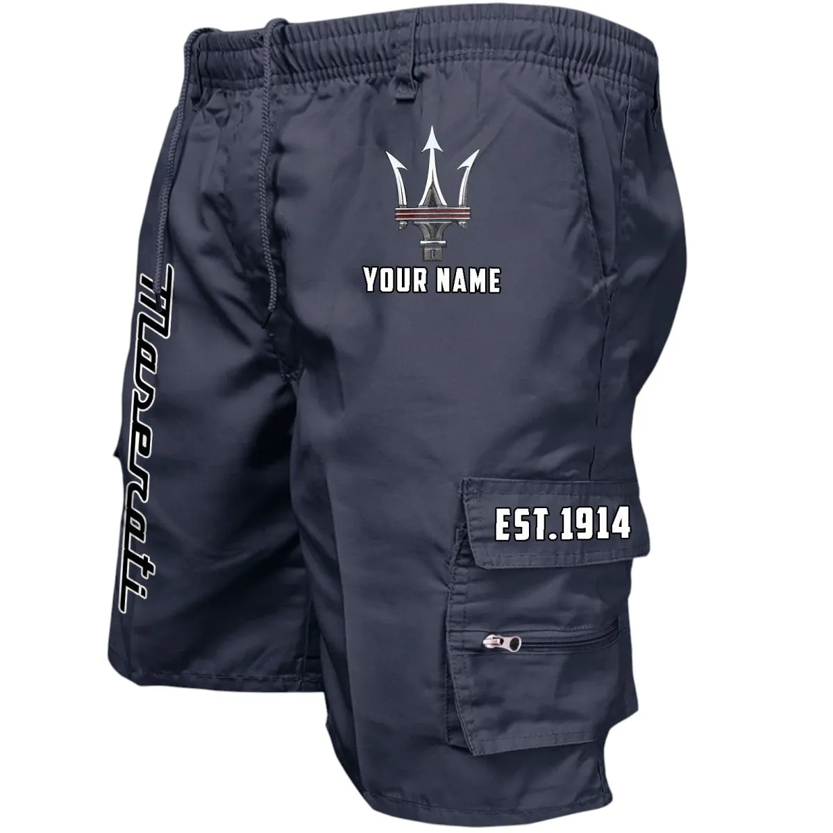 Luxury Car Workwear Casual Shorts, Streetwear Garage Pocket Shorts CAR455 - Navy