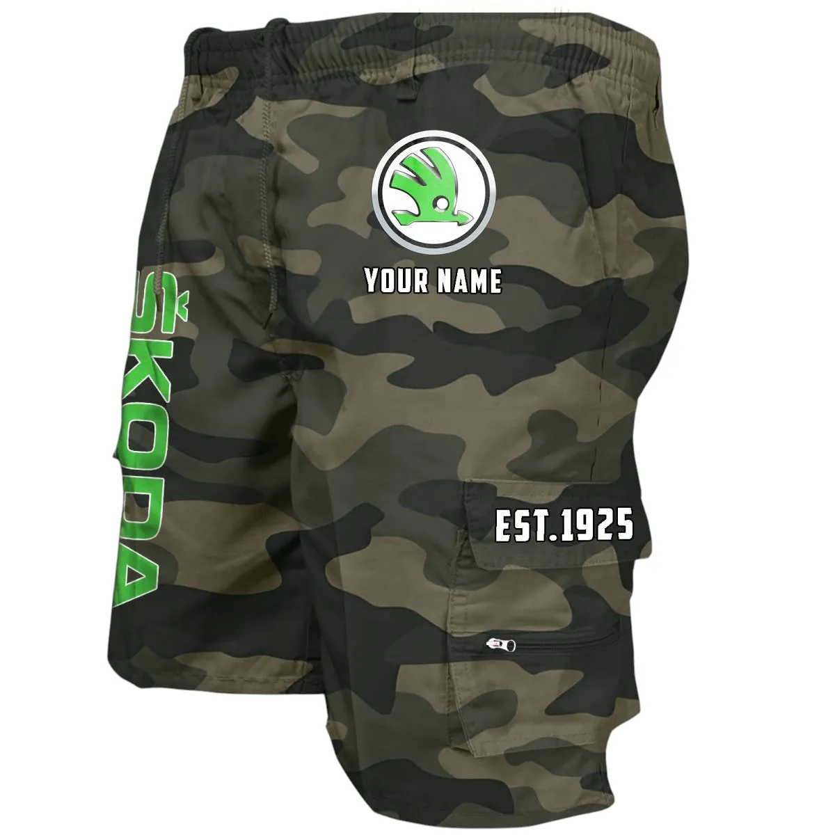 Practical Hatchback Workwear Casual Shorts, Rugged Workwear Pocket Shorts CAR455 - Green Camouflage